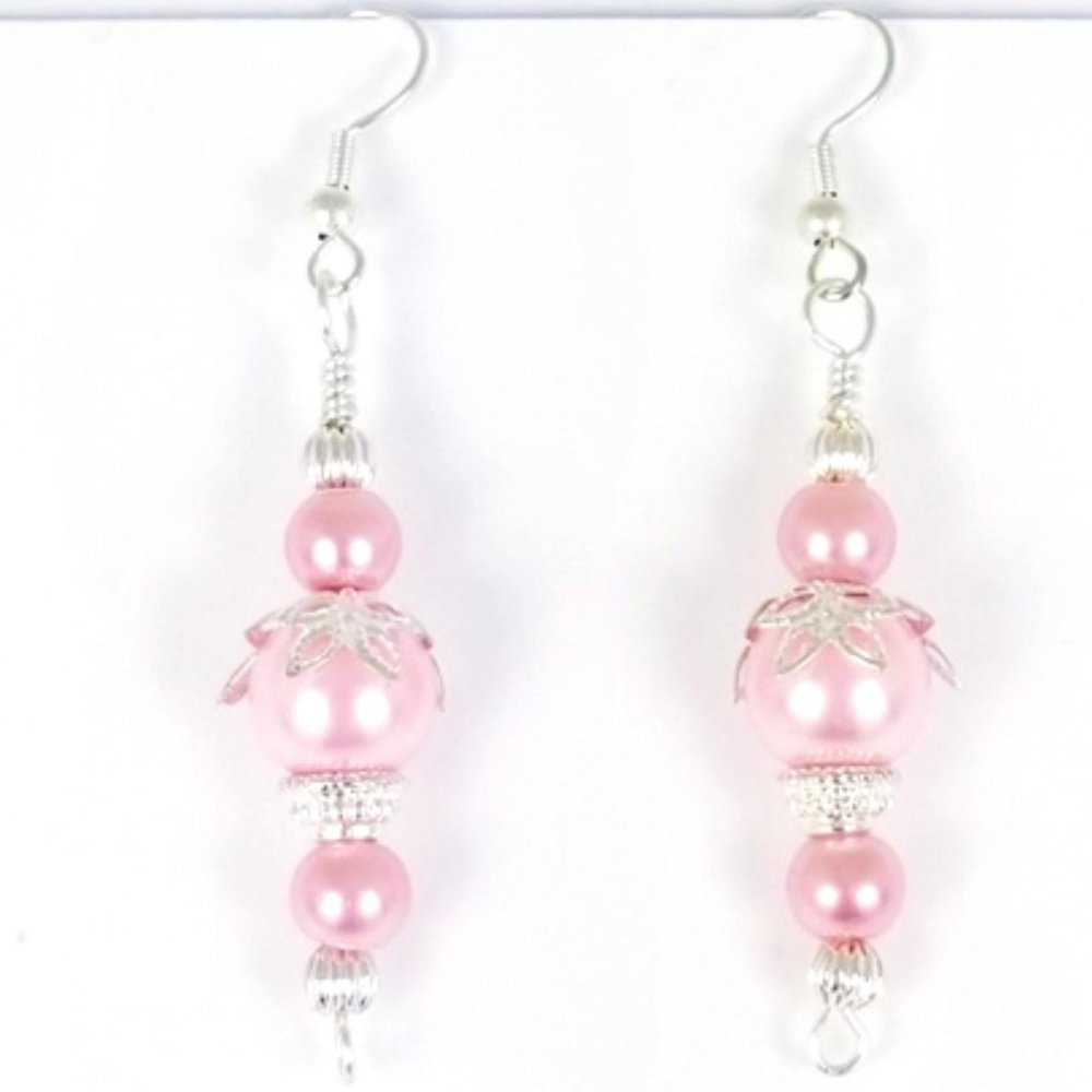 2 Inch Pink and Rose Dainty Pierced Earrings NEW